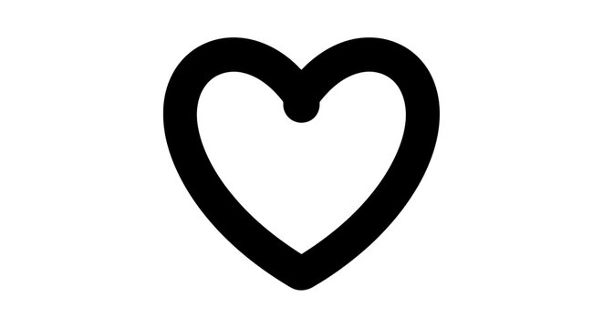 A simple black heart outline on a white background.