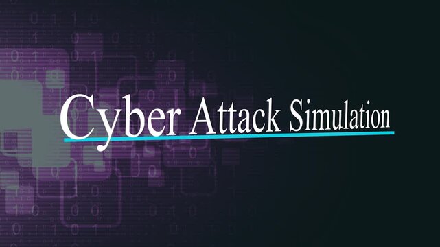 Cyber Attack Simulation Title Animation with Purple Digital Background