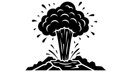 Volcano Eruption Illustration Black and White. © Wita