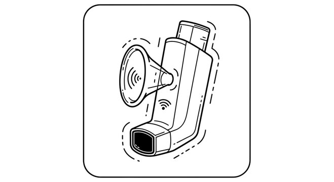 Smart Inhaler with Wi-Fi Symbol and Sound Waves, Medical Device Icon