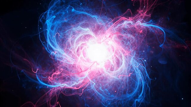 cosmic energy vortex neon light burst in space