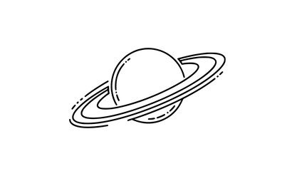 Saturn planet outline minimalist vector illustration space icon © Md