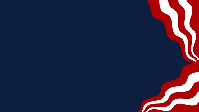 Memorial Day background, 4th of July illustration animation with copy space red, white, blue USA Flag colors, stars