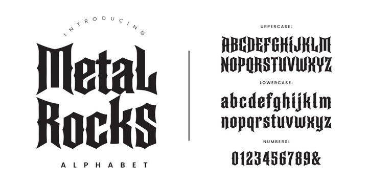 Metal Rocks heavy metal music font with sharp gothic spikes for band logo and festival poster