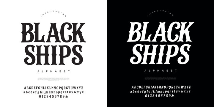 Black Ships classic nautical serif font with vintage maritime style for coastal brewery and labels