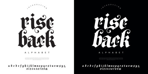 Rise Back modern blackletter font with decorative gothic style for tattoo art and street fashion © Kiki
