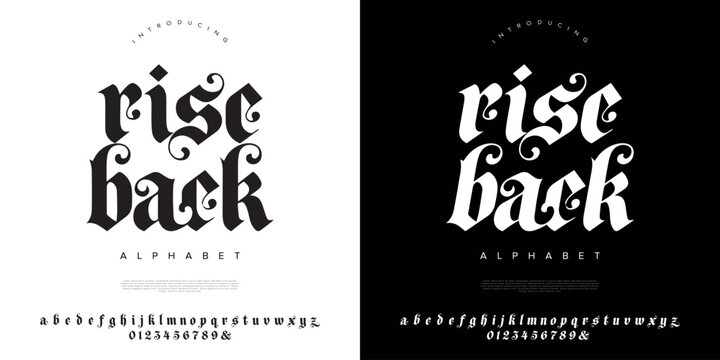 Rise Back modern blackletter font with decorative gothic style for tattoo art and street fashion