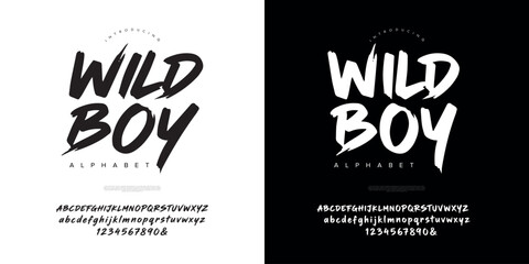 Wild Boy aggressive brush script font with hand drawn street art graffiti style for energetic design © Kiki