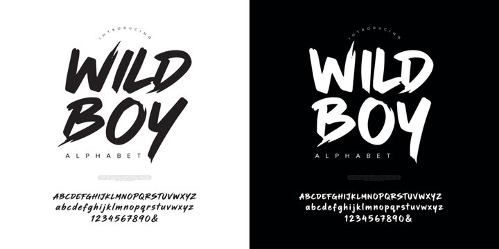 Wild Boy aggressive brush script font with hand drawn street art graffiti style for energetic design