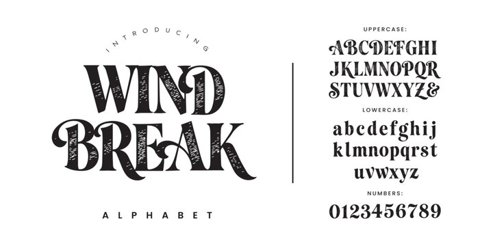 Wind Break vintage decorative serif font with classic swash for elegant logo and branding design