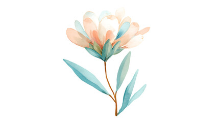 Naklejka premium A flower with a blue stem and pink petals