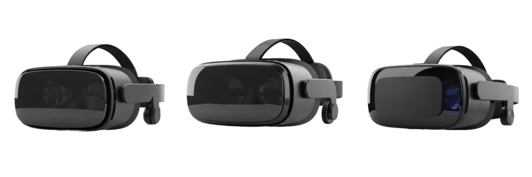 VR Headset with Blank Design Area Isolated on White Background, Gafas de Realidad Virtual, Casque VR, VR 头显, Virtual Reality Gear Mockup, Immersive Display Device, HMD Design