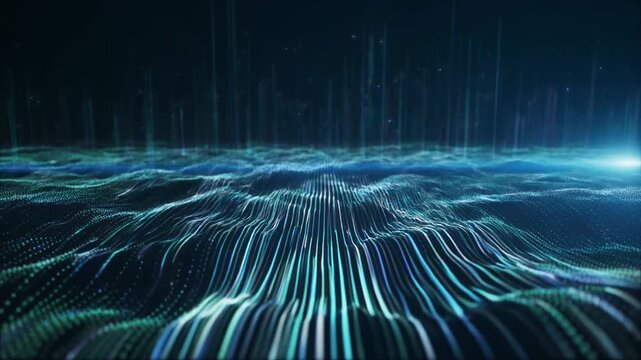 Digital Data Stream: An abstract representation of a digital data stream, illustrating the flow of information in a modern technology. The image shows a flowing, wave-like pattern of lines.