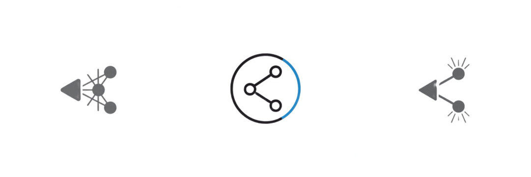 Share icon simple vector, Send to friend, Partager, Compartir, Social networking, Connectivity symbol, Distribute, Link.