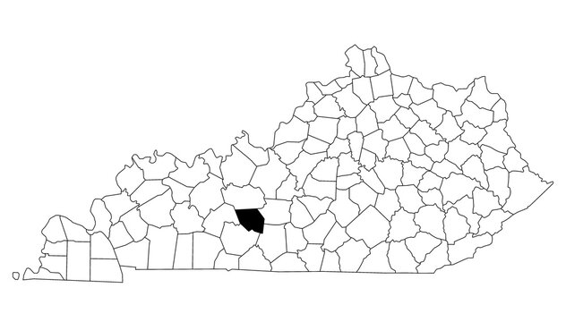 Map of edmonson County in Kentucky state on white background. single County map highlighted by black colour on Kentucky map. UNITED STATES, US