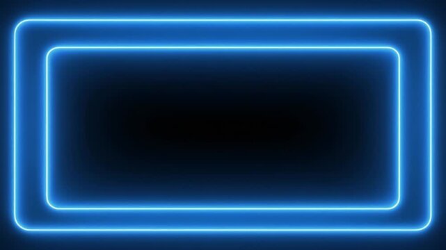 Neon Blue Frame: A sleek, radiant rectangle made of glowing blue neon tubes, its vibrant edges against a deep black canvas. The neon tubes form an inviting space.