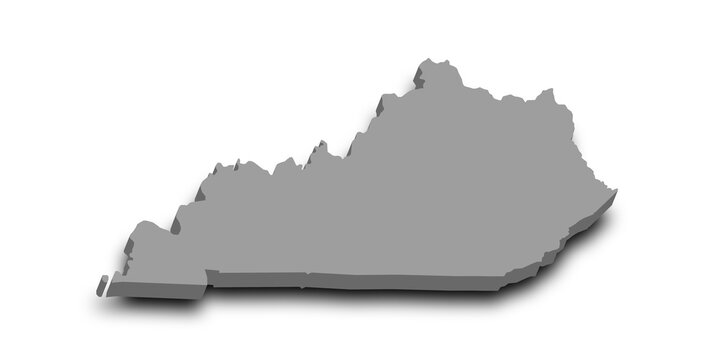 Kentucky map. 3d Map of Kentucky state with color. United State of America, US, United State
