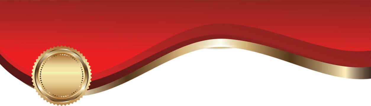 Red Wave Certificate Border with Gold Seal Award