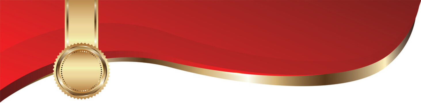 Red Wave Certificate Border with Gold Seal Award