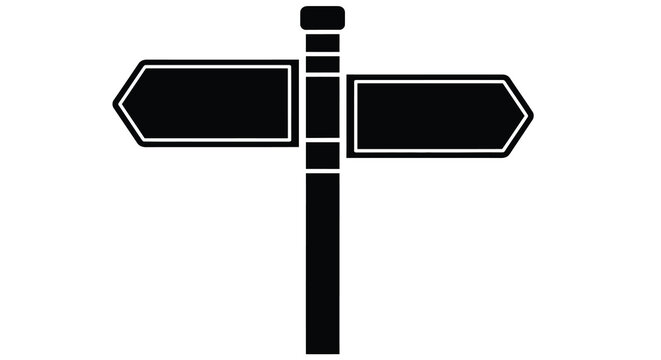 Black signpost with two arrows pointing different ways silhouette