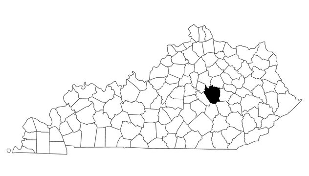 Map of Madison County in Kentucky state on white background. single County map highlighted by black colour on Kentucky map. UNITED STATES, US