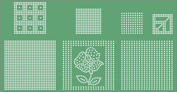 Rhinestone Pattern Grid Collection, Crystal Square Motifs for Textile Design and Heat Transfer Patterns