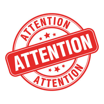 Urgent attention warning stamp graphic with bold red text and stars on a white background symbolizing importance and immediate action needed vector on white background