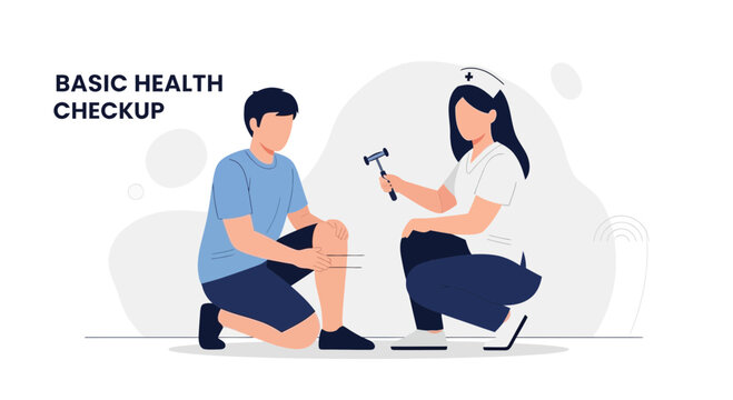 Doctor performing basic health checkup on patient with reflex hammer