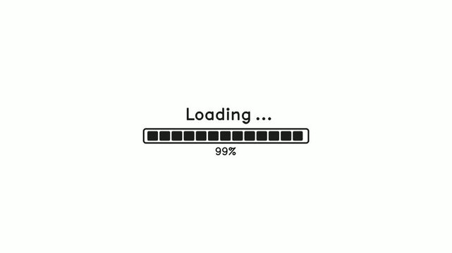 Minimal animated loading bar progressing from 0 to 100 percent on clean white background. Ideal for website preloader, app UI, technology, and digital process visuals.