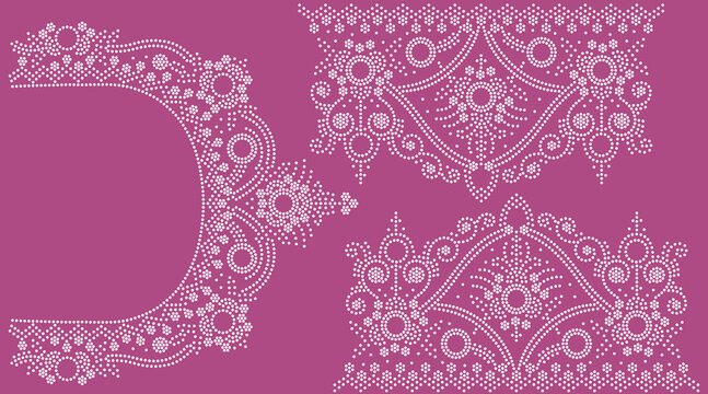 Rhinestone Border Embroidery Set, Crystal Decorative Pattern for Saree Border and Fabric Design