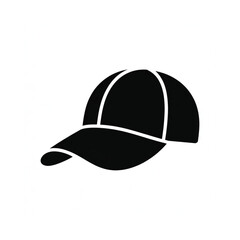 Fototapeta premium Simple black silhouette of a classic baseball cap on a white background