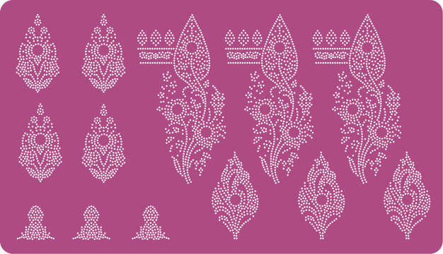 Rhinestone Decorative Motif Collection, Crystal Ethnic Design Set for Garment and Heat Transfer