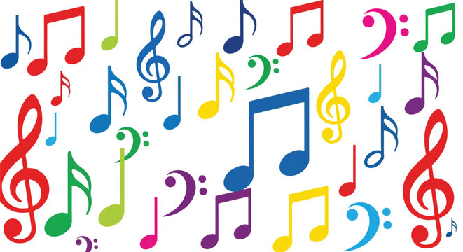 Colorful Musical Notes Pattern Design Element.