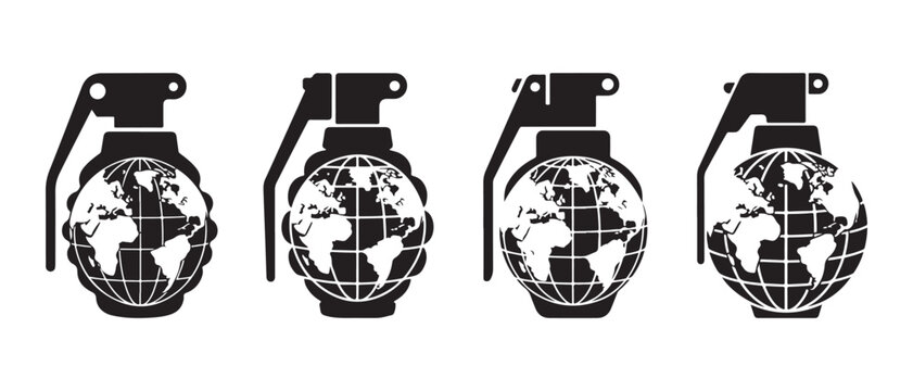 Earth Grenade Icons Set. on white background.