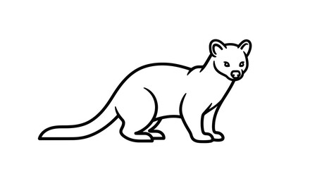 Fototapeta premium Simple line drawing of a weasel on a white background.