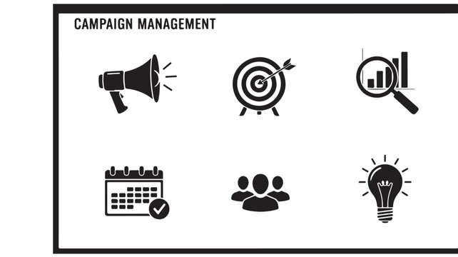 Campaign Management Icons Set For Marketing Strategy And Planning Concepts