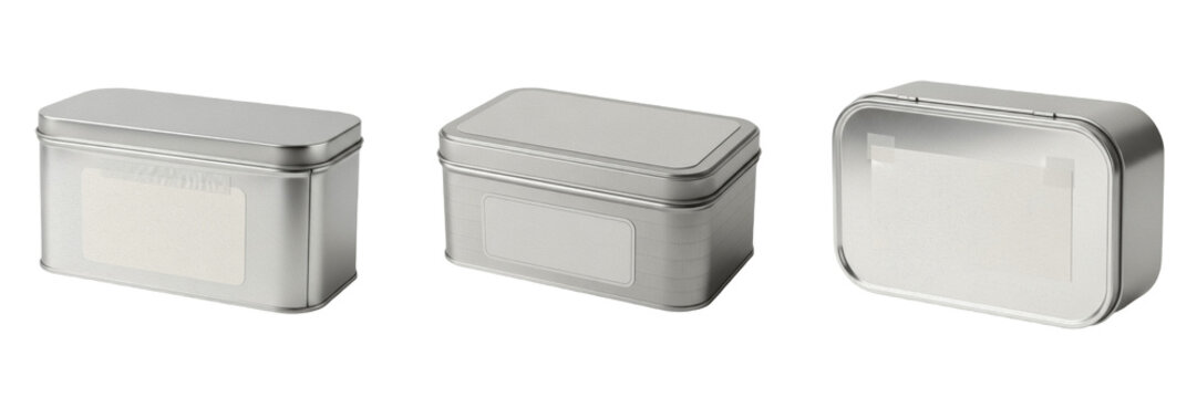 Tin Box Container with Blank Label Mockup, Caja de Lata, Bo&icirc;te en Fer-blanc, 铁盒, Metal Cylindrical Packaging, Steel Storage Vessel, Ferrum Container Design Space, Retro Metal Tin