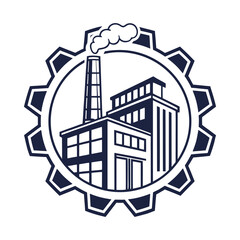 Fototapeta premium Modern factory icon in minimal flat style. Ideal for manufacturing, industry, and labor concepts