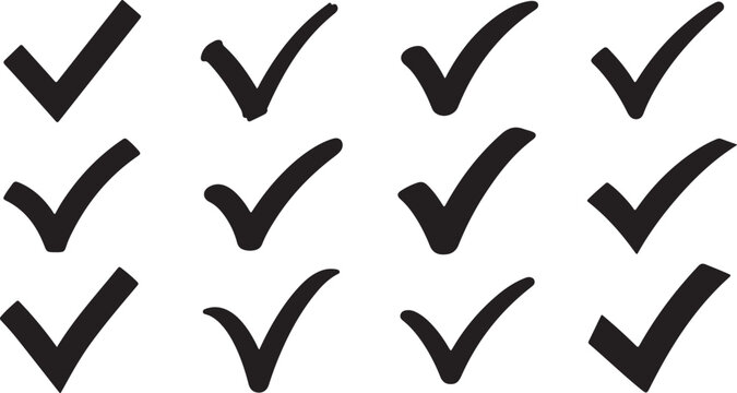 Black checkmarks on a white background in a grid pattern
