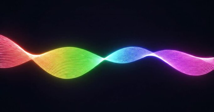 Colorful sound wave pattern illustrating audio visualization in a dark background