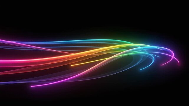 黒背景レインボーレーザー軌跡ループ動画