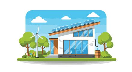 Naklejka premium Modern house with solar panels roof.