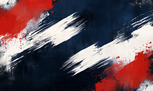 A navy blue, white and red brush stroke pattern with large diagonal lines, creating an abstract background for sportsthemed designs or branding, Generative AI