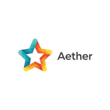Multicolor Star Aether Logo Design.