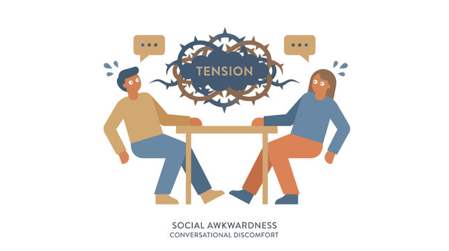 Two men experience discomfort and feeling of tension during an awkward conversation.