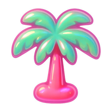 PNG Vibrant tropical palm tree illustration.