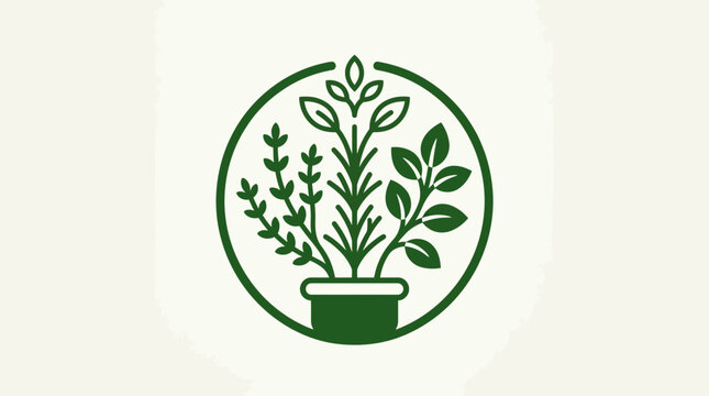 Minimalist Green Plant Circle Logo Design