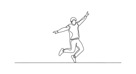 Fototapeta premium Joyful Man Jumping in Air, Celebrating Success, Freedom, and Happiness