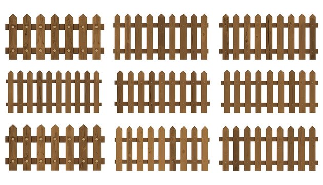 This is a vector illustration of a wooden railing or balustrade.