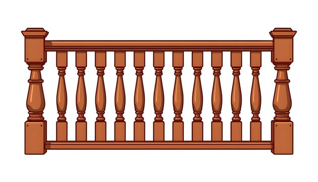 This is a vector illustration of a wooden railing or balustrade.